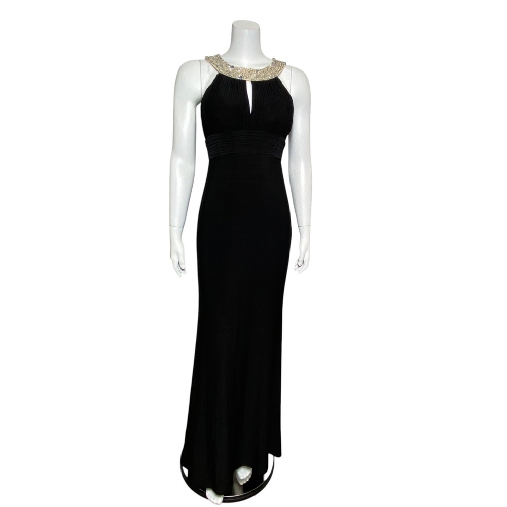 JS Boutique Black Gown with Silver Accents